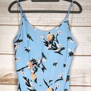 Women's Blue Floral Sleeveless Jumpsuit